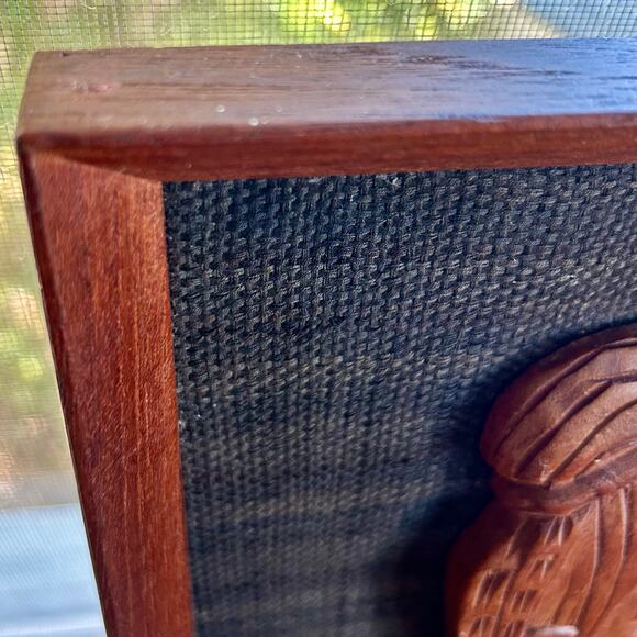 Vintage Hand-Carved Teak Woman Praying Buddha Wall Art, Prayer Pose Relief Panel - Picture 5 of 15